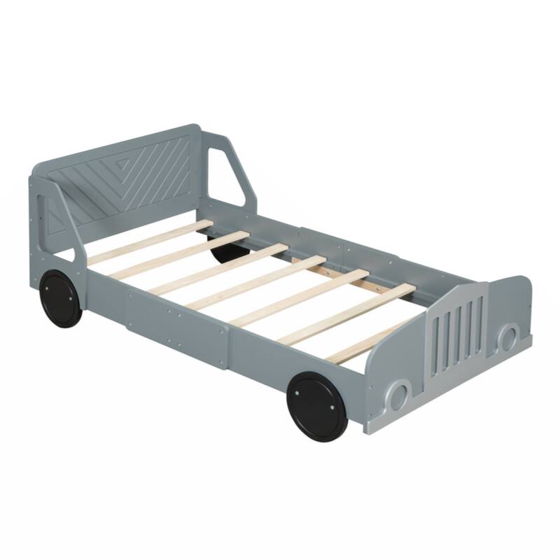 Twin Size Car-Shaped Platform Bed with Wheels