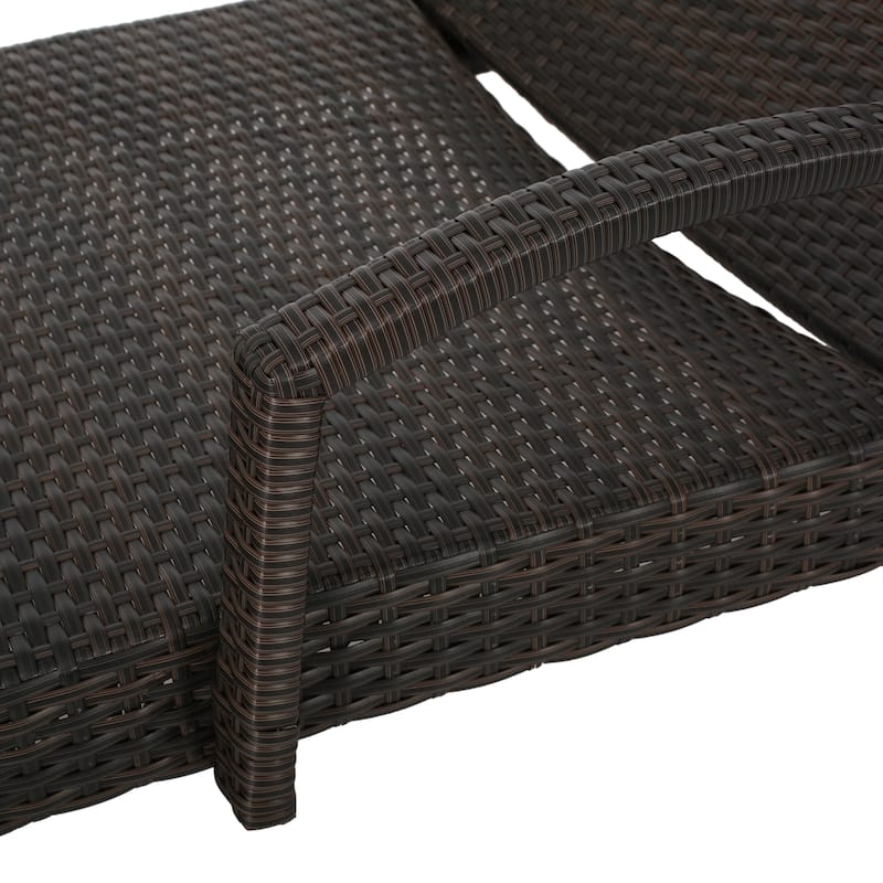 Roomfitters PE Wicker Chaise Lounge with Arm for Outdoor Relaxation, Adjustable Backrest, Stylish Patio Furniture