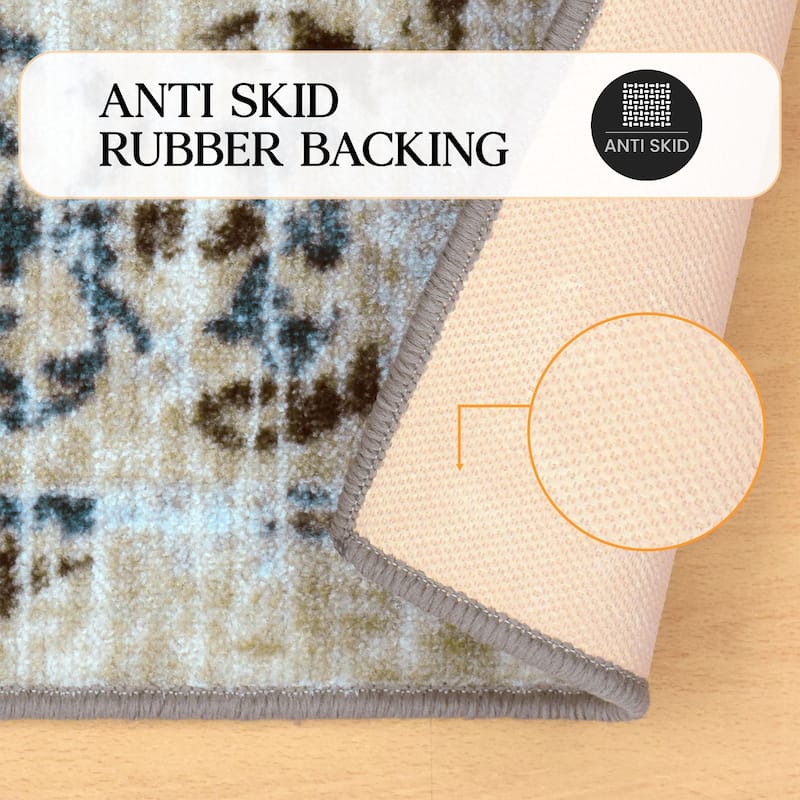 Superior Lani Printed Non-Slip Washable Indoor Area Rug - 8' x 10' - Grey/Cream
