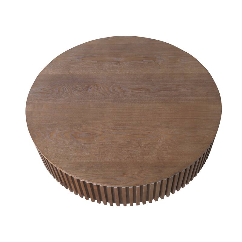 39.37" Round Coffee Table with Storage Solid Wood Veneered Modern Coffee Table Accent Tea Table for Living Room, Bedroom