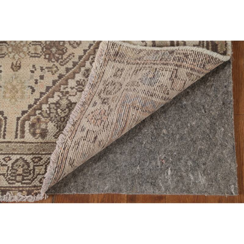 Hamedan Persian Vintage Runner Rug Handmade Geometric Wool Carpet - 3'3" x 9'9"