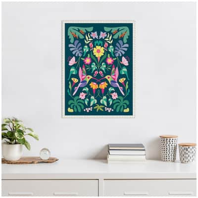 Kate and Laurel Sylvie Tropical Hummingbirds Framed Canvas by Rachel Lee
