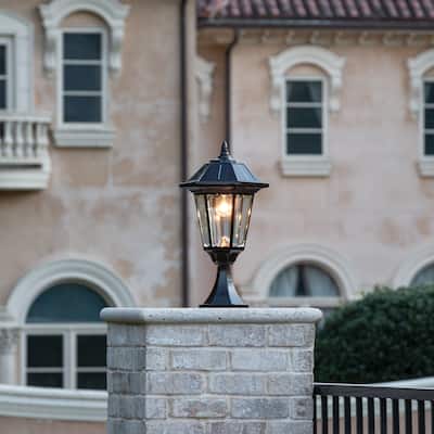 Windsor Bulb Black Solar 3' Fitter Post Light with Pier or Wall Sconce
