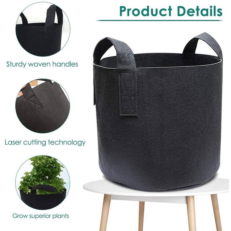 10 Pack 3/5/7/10/15 Gallon Nonwoven Grow Bags Aeration Fabric Pots with Durable Handles