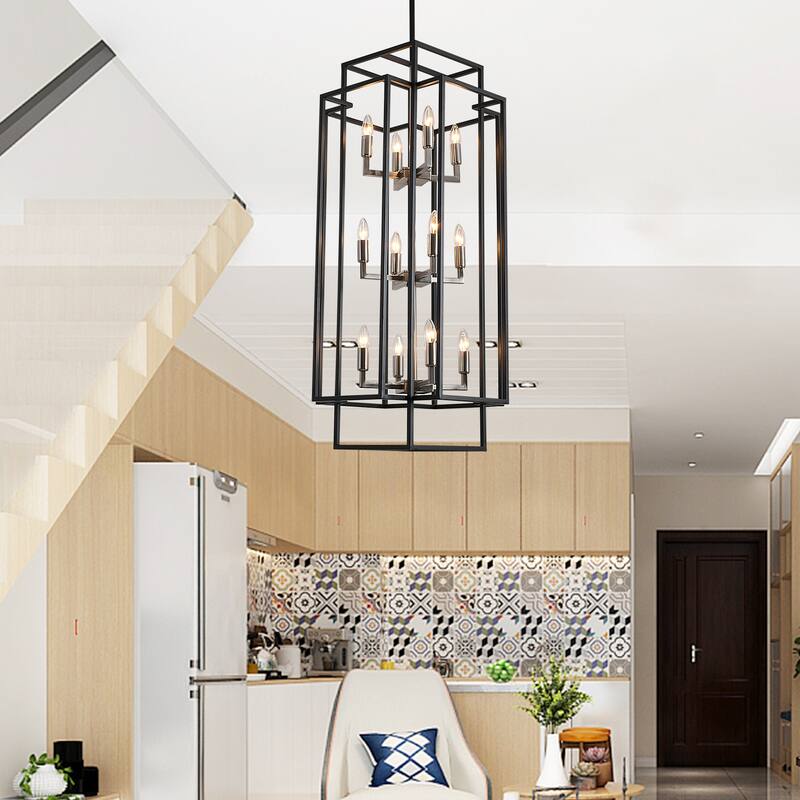 Farmhouse Lantern Pendant Light, Industrial Hanging Lantern Chandelier