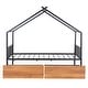 preview thumbnail 20 of 26, Twin Size Metal House Bed with Two Drawers and Roof
