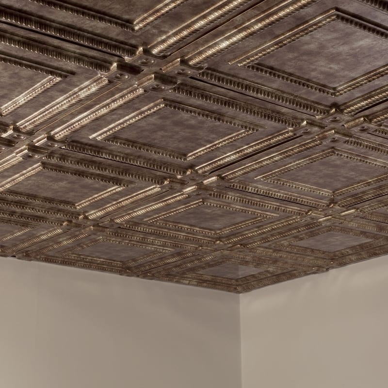 FASÄDE Coffer Decorative Vinyl 2ft x 2ft Lay in Ceiling Panel in Bermuda Bronze (5 Pack)