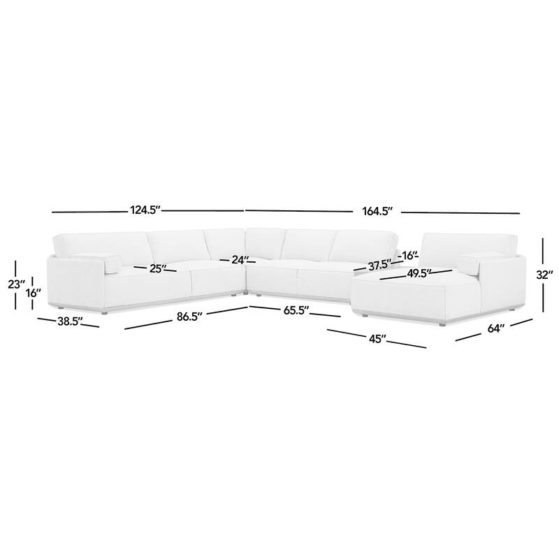 Destin 164" Chaise Sectional Sofa with Bolster Pillows and Wood Storage Console