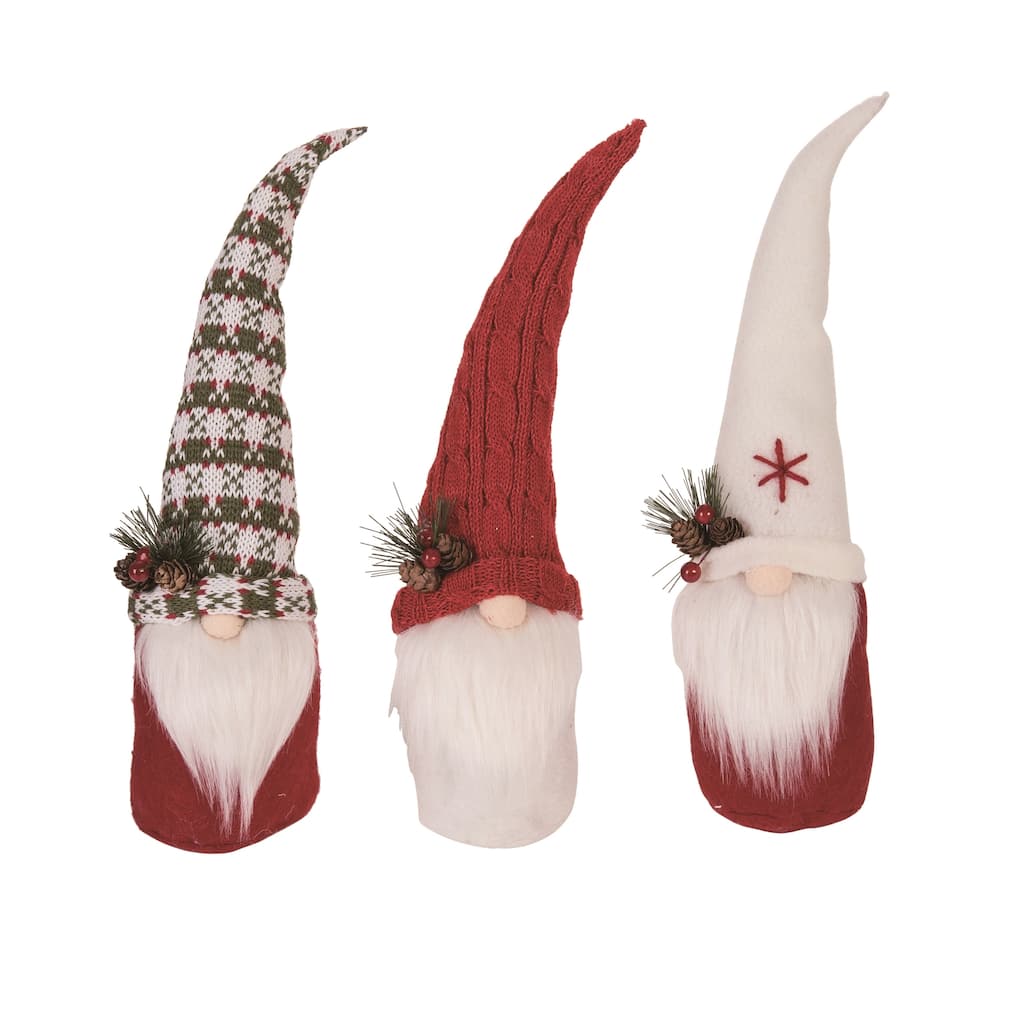 Transpac Large Foam/Fabric Gnome w/Greenery Set of 3 Christmas Home Decorations
