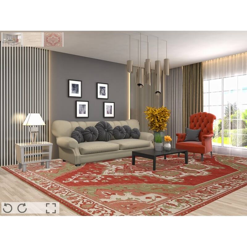 Traditional Heriz Serapi Turkish Oriental Area Rug Wool Hand-knotted - 9'9" x 13'0"