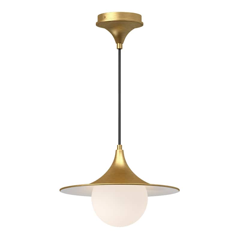 Alora Lighting PD525113OP Fuji 13" Wide Pendant with Opal Glass Shade - Brushed Gold