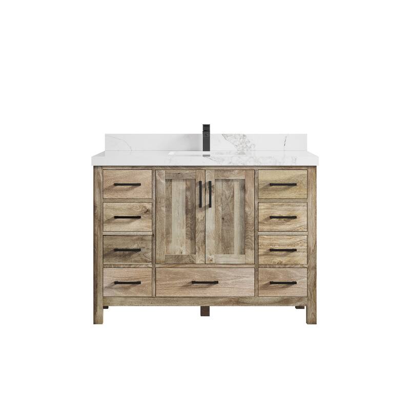 Willow Collections 48 in. W x 22 in. D Malibu Mango Single Sink Bathroom Vanity with Countertop - 2" Calacatta Nuvo - Natural Mango