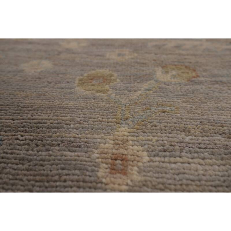 Vegetable Dye Oushak Turkish Area Rug Handmade Floral Wool Carpet - 9'4"x 12'4"