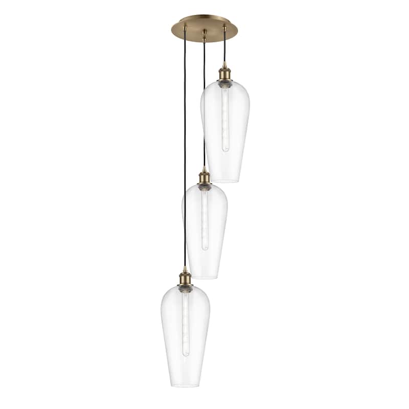 Innovations Lighting Endless Possibilities Ballston - Chelsea - 3 Light 15" Cord Hung Multi Pendant - Antique Brass/Clear