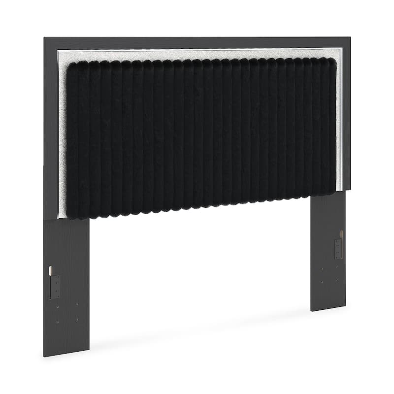 Signature Design by Ashley Ravalori Black Queen Upholstered Panel Headboard