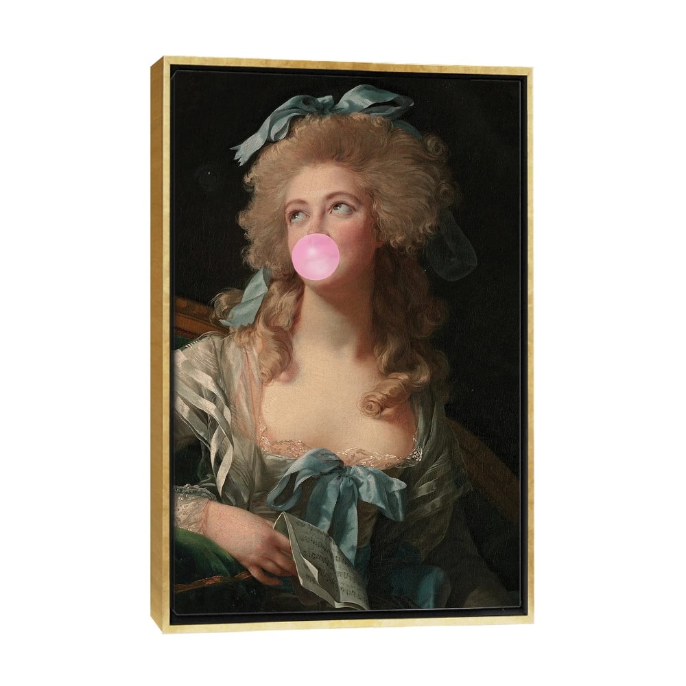 iCanvas "Bubble Gum Blowing Madame" by Grace Digital Art Co Framed Canvas Print