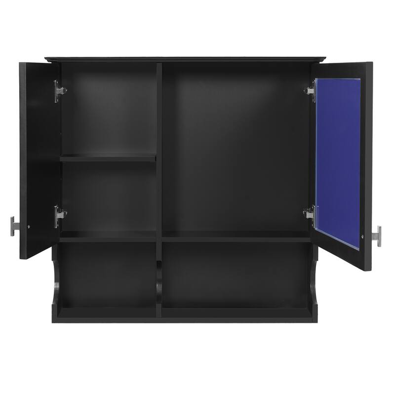 GDFStudio - Avenley Modern Wall-Mounted Bathroom Medicine Cabinet with Mirror, Doors and Open Shelves & Adjustable Shelf - 30"W