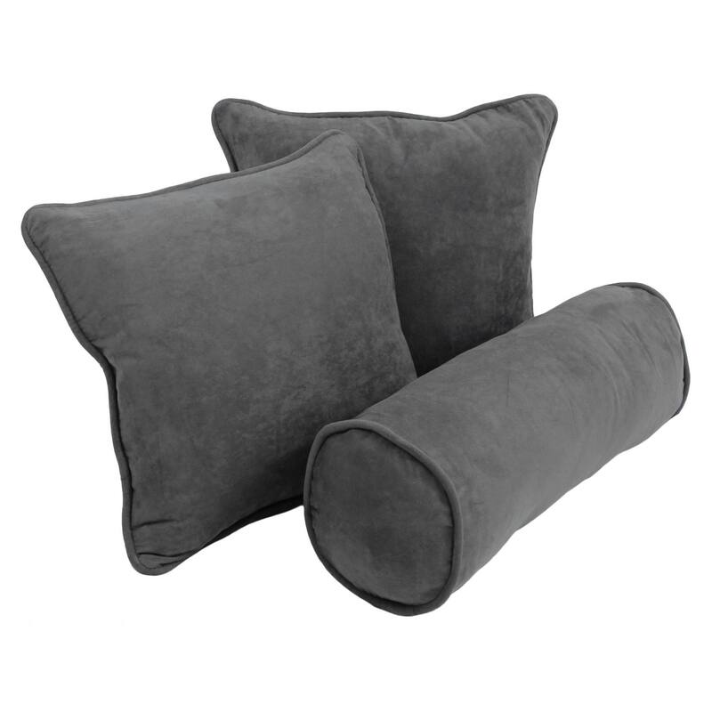 Blazing Needles Delaney 3-Piece Indoor Throw Pillow Set - Steel Grey