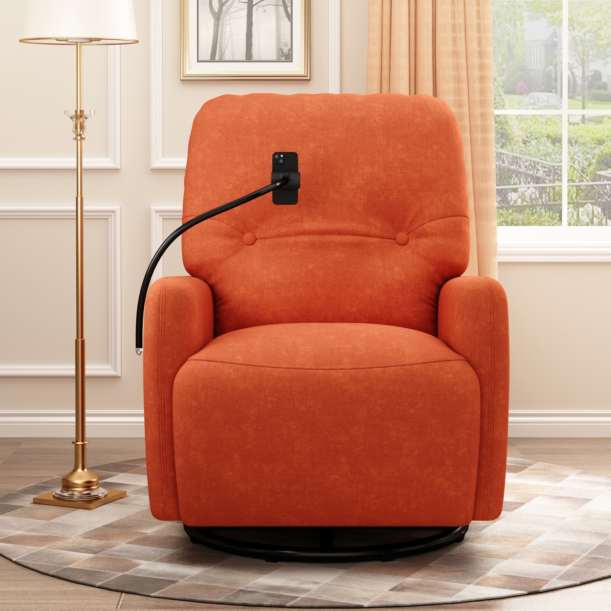 360 Degree Swivel Single Sofa Seat, Recliner Chair Infinite Position with  Adjust Power Headrest and Extending Footrest