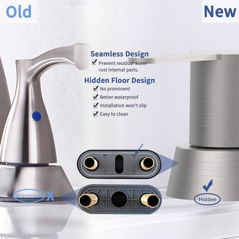 Modern 2 Handle 360 Degree Swivel Bathroom Sink Faucet with Aerator No Leak Valve, Water Saving, Splash and Fingerprint Proof