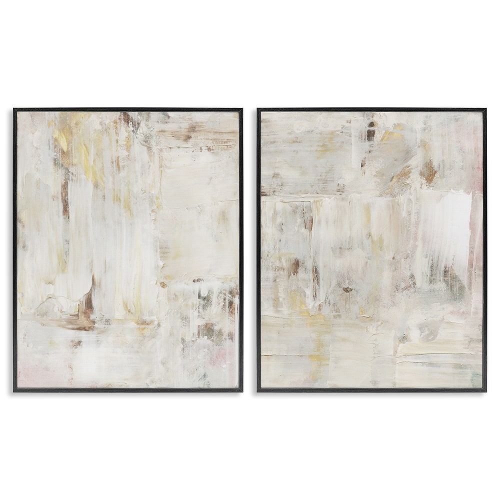 Stupell Contemporary Muted Abstracts Framed Giclee Art Design By Victoria Barnes (Set of 2)