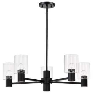 Clarksville 28 Inch 5 Light Chandelier Matte Black with Clear Glass