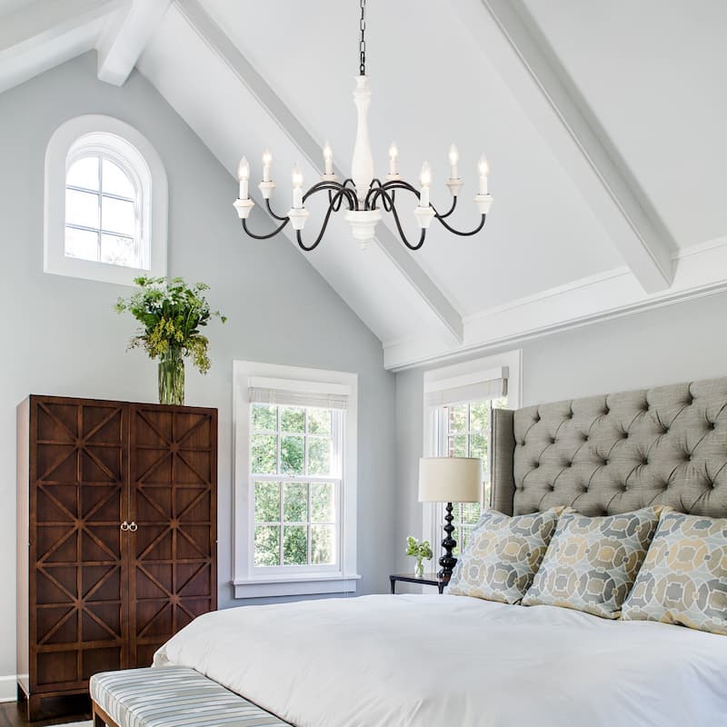 8-Light Vintage Candlestick Hanging Chandelier Lighting for Kitchen Island