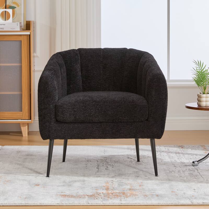 29.9" W Mid-Century Chenille Armchair with Metal Legs