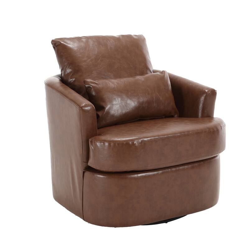32.68" Swivel Barrel Chair with Metal Base