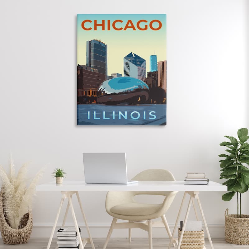 Stupell Chicago Bean Landmark Canvas Wall Art Design By Victoria Barnes