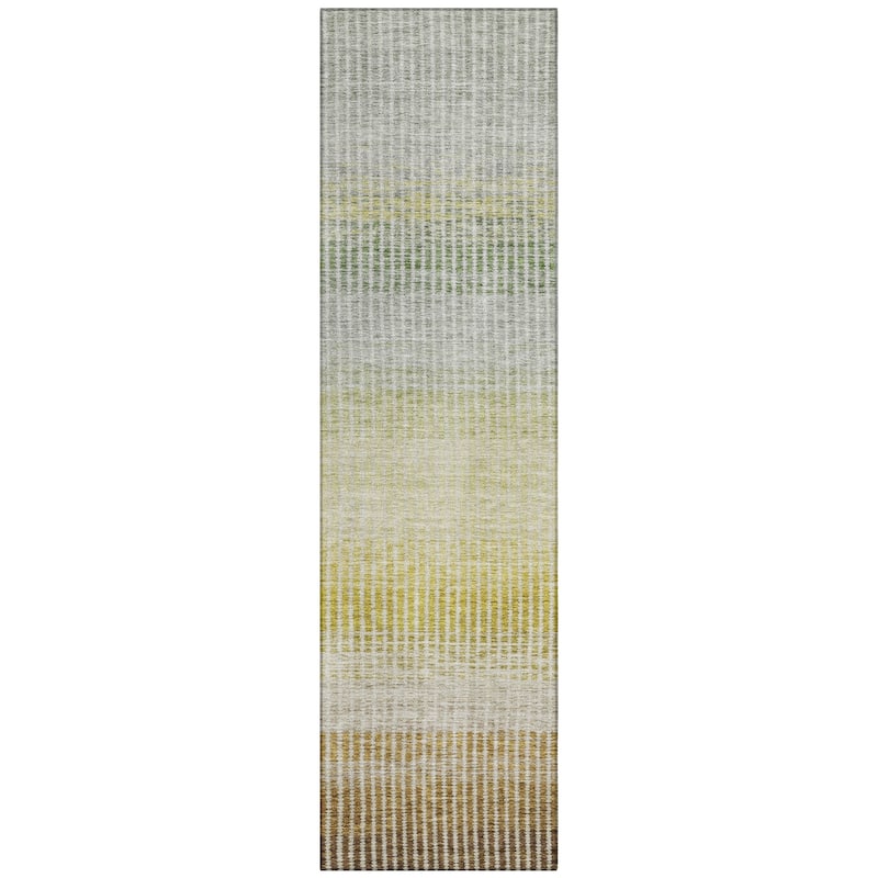 Machine Washable Indoor/ Outdoor Contemporary Stripes Chantille Rug