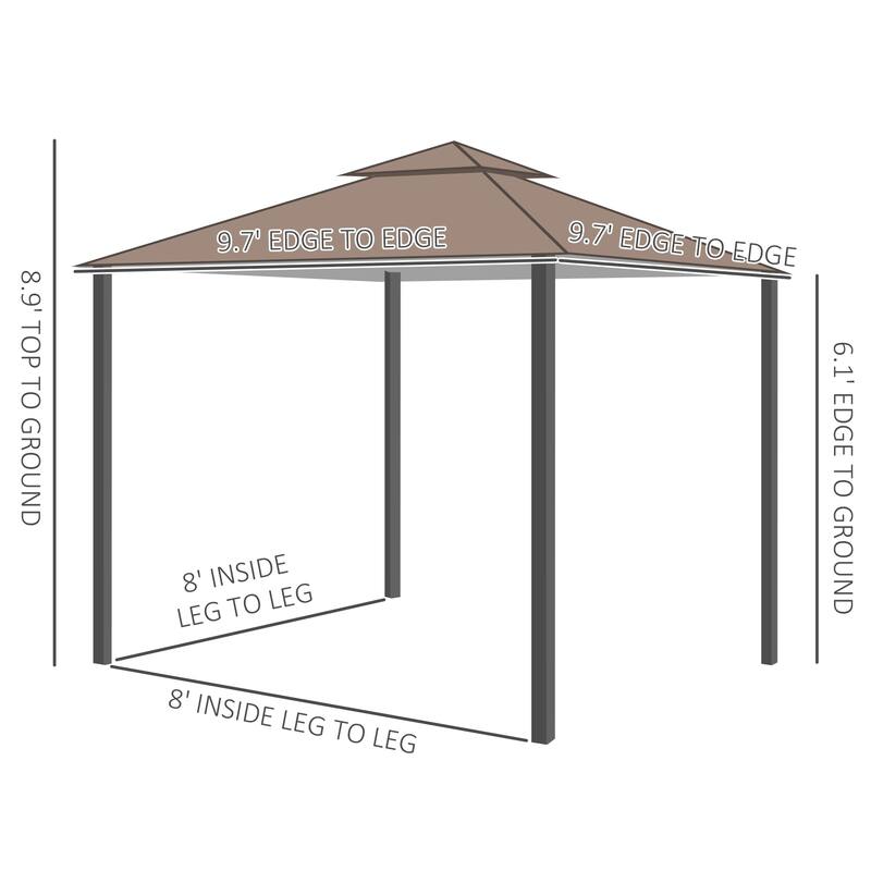Outsunny 10'x10' Metal Outdoor Patio Gazebo Canopy Pavilion Grill Gazebo with Mesh Netting, and Double-Tier Roof