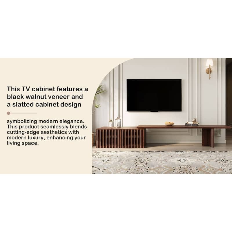 Modern TV stand (extendable) with storage cabinet entertainment center Living room TV stand - Walnut /wood 78.7