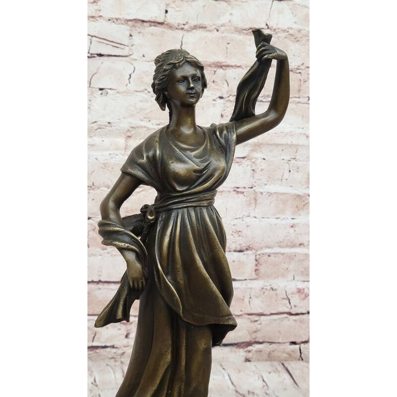 Roman Woman In Flowing Robes - Bronze Metal Sculpture Statue Original Art By Milo