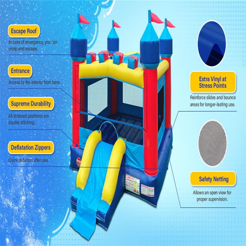 Inflatable Water Park Bounce House with Slides, Basketball Hoop and 1100-Watt Blower - 22.5x12x18ft