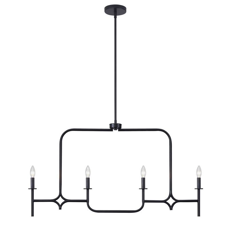 KAWOTI 4-Light Black Linear Kitchen Island Pendant Light Chandelier - 67.5 H x 41'' W x 5.12'' D