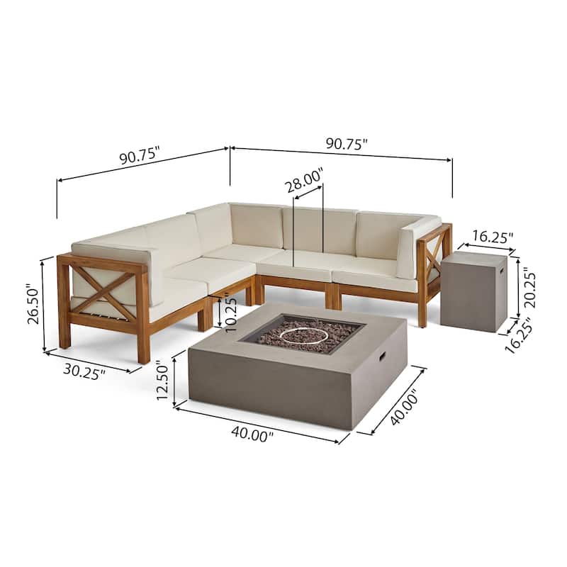 Brava Outdoor 7-piece Fire Pit Sectional Set by Christopher Knight Home