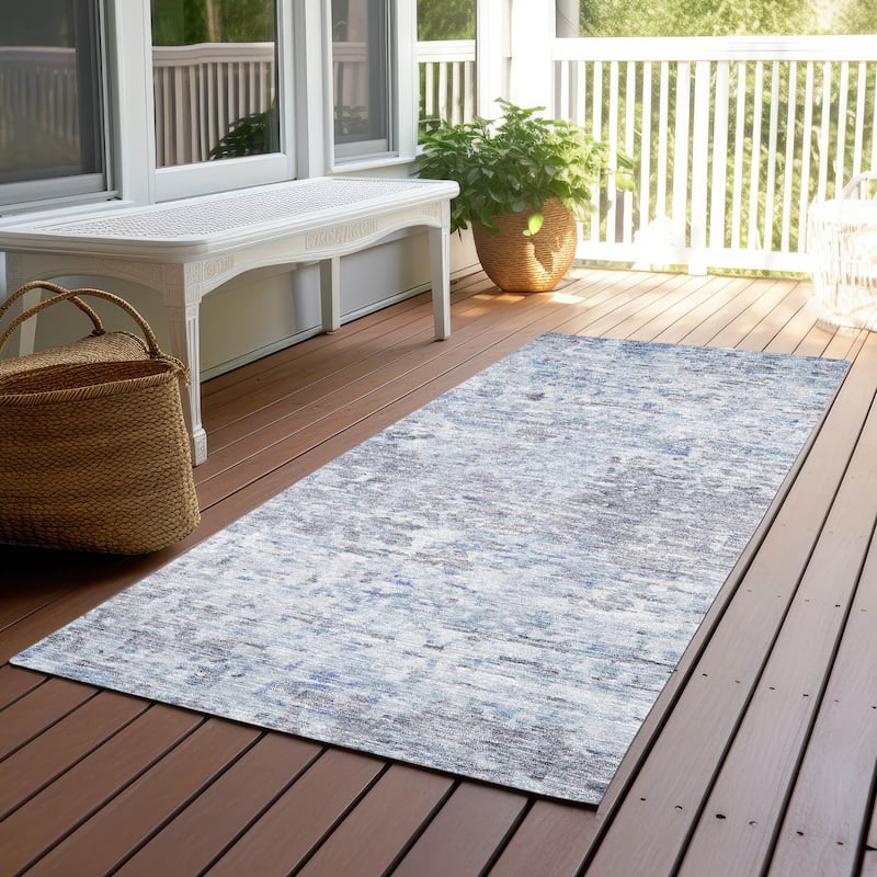 Machine Washable Indoor/ Outdoor Abstract Modern Chantille Rug