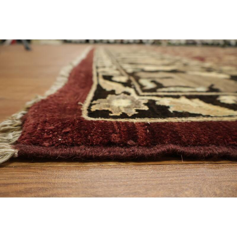 Hand Knotted Oriental 100% Wool Carpet Traditional All-Over Red Ziegler Area Rug - 9' 7'' X 7' 10''