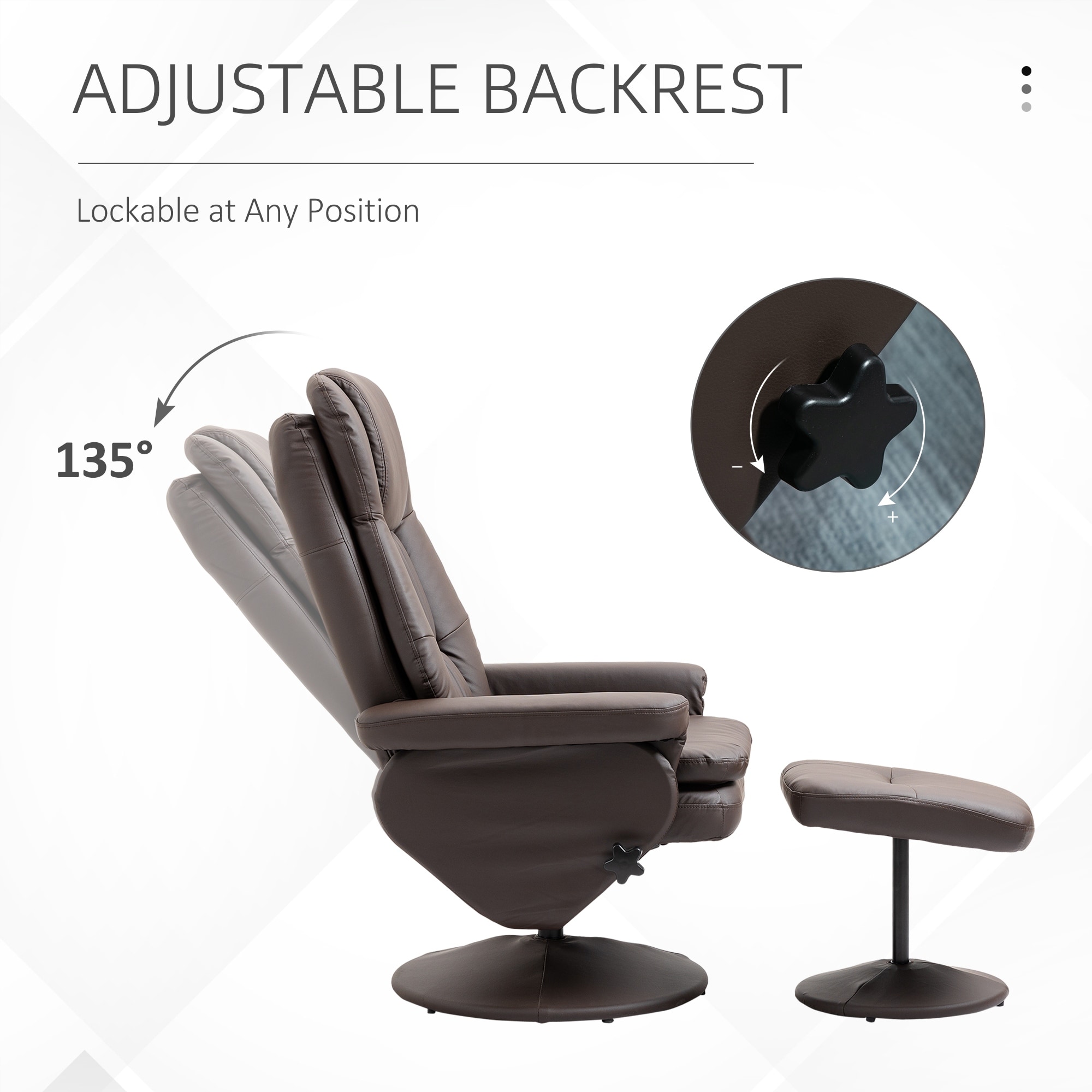HOMCOM Recliner and Ottoman with Wrapped Base Swivel PU Leather