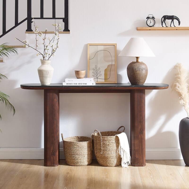 63" Modern Console Table, Entryway Table, Sofa Table with Fluted Bases