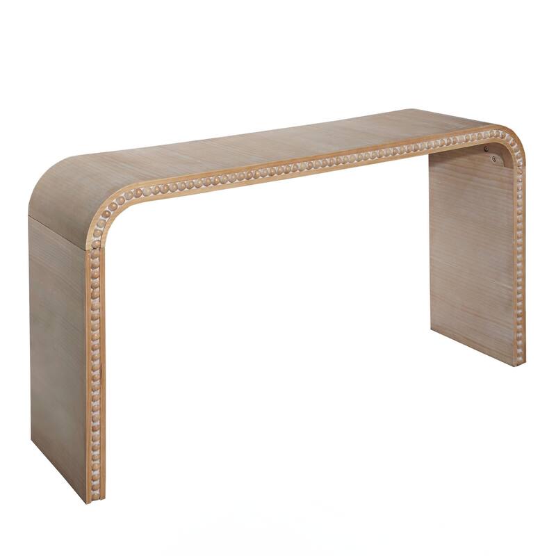 Entryway Table, Curved Waterfall-style Table,Console table with wood beads,Entrance Table for Entryway, Hallway, Living Room