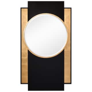 Foiled & Brushed Iron Framed Beveled Round Wall Mirror,37"x65" - 65"x37"x3.5"