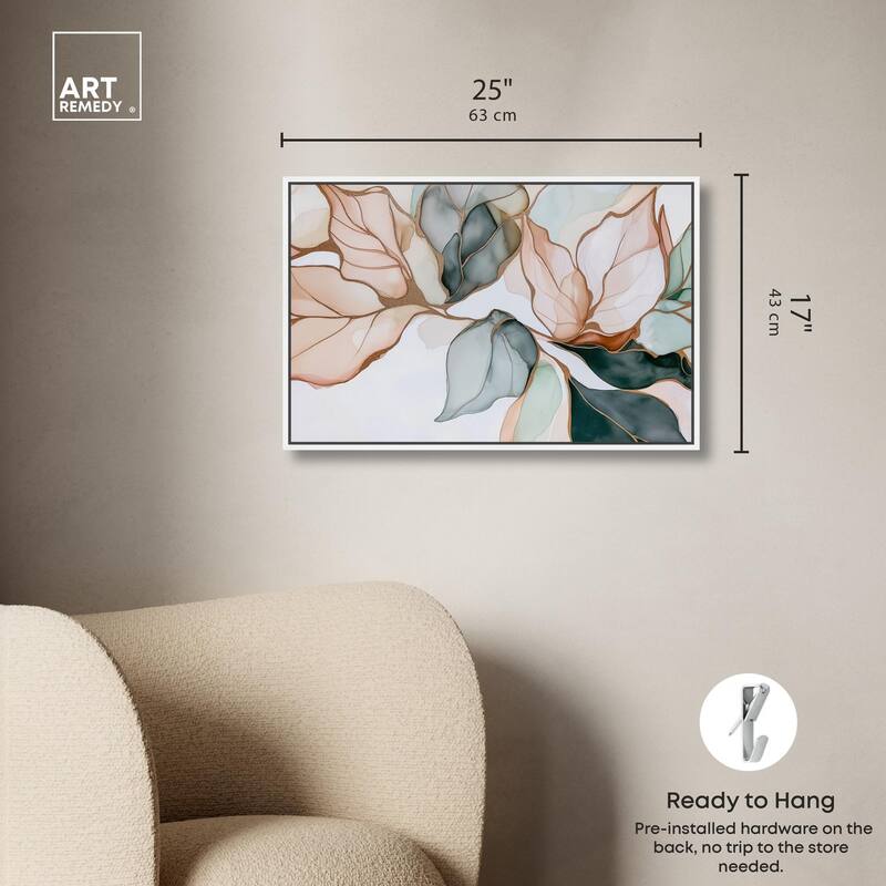 Golden Veined Leaves I Canvas by Art Remedy