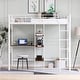 preview thumbnail 3 of 12, Twin Metal Loft Bed with Desk & Shelves, White - Space-Saving Design