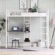 preview thumbnail 3 of 12, White Twin Size Metal Loft Bed with Desk and Shelves