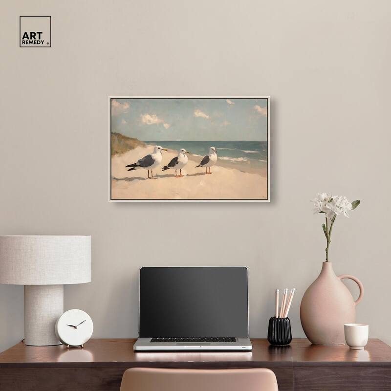 Seagulls at the Beach I Canvas by Art Remedy
