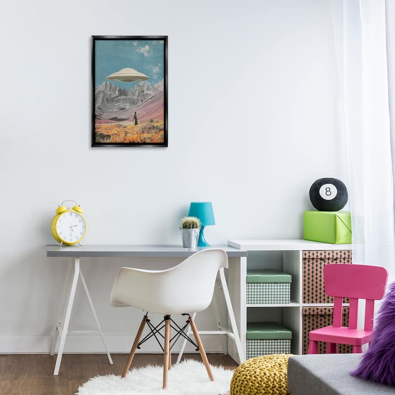 Stupell UFO over Mountain Valley Framed Floater Canvas Wall Art Design By Wumples