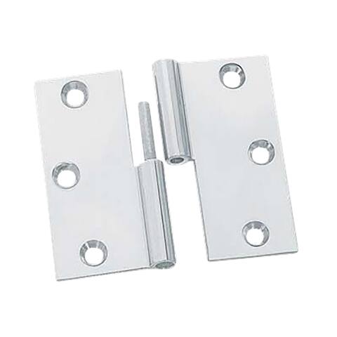 Chrome Left Lift Off Hinge 2" Square Liftoff Door Hinge with Removable Stainless Steel Pin and Hardware Renovators Supply