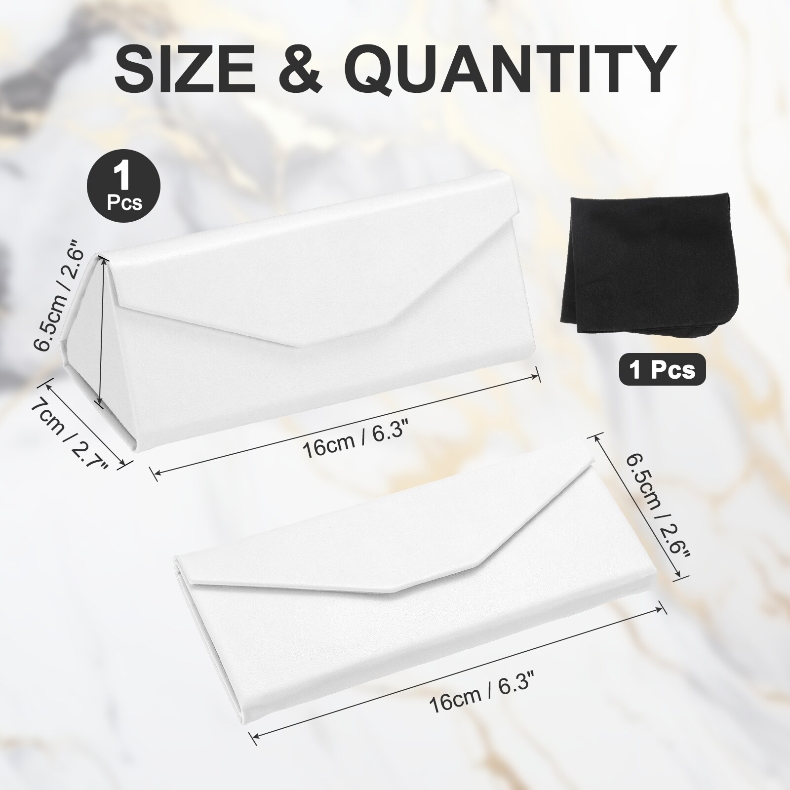 Foldable Glasses Case, PU Leather Hard Eyeglass Case with Soft Cloth for Women Man